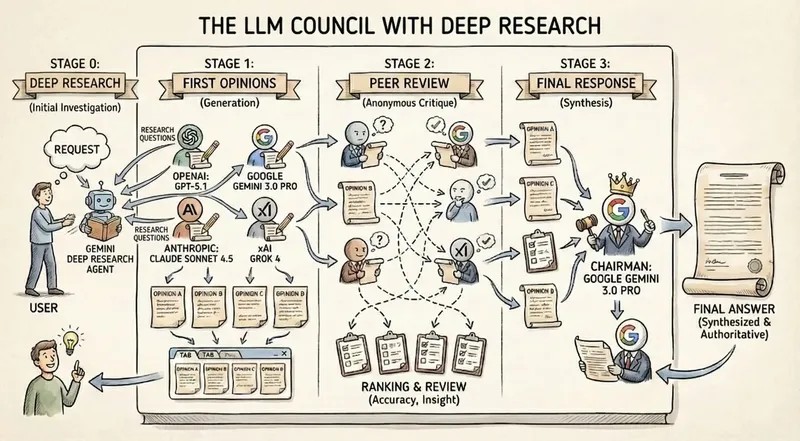 LLM Council upgraded to add Deep Research