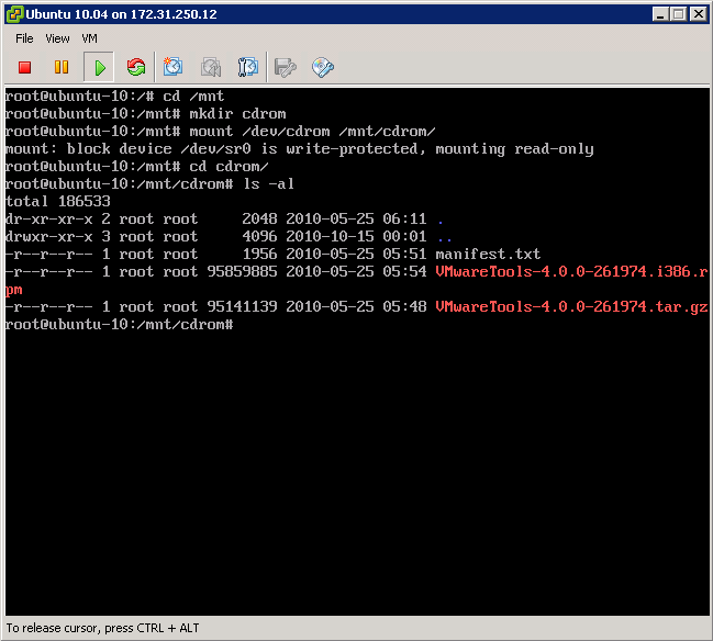 Mount VMWare Tools CD in Linux