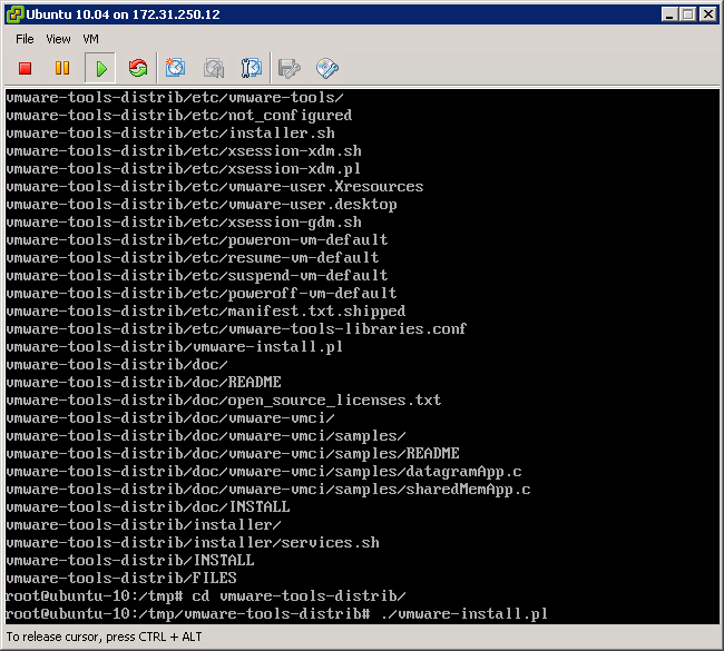 Launch VMWare Tools Install Script