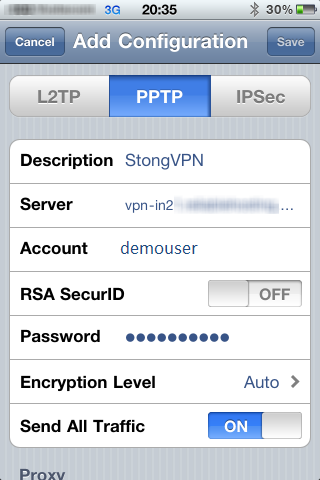 iPhone VPN Setup Details